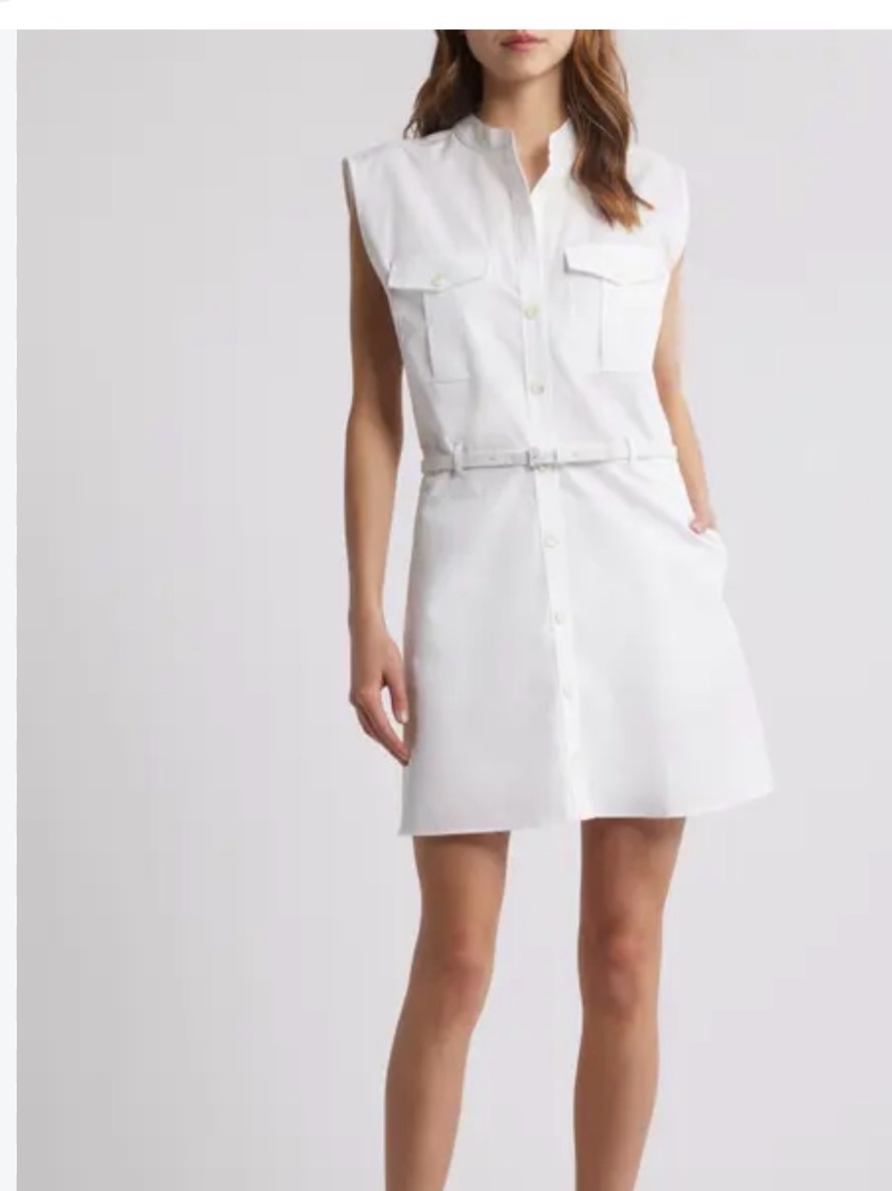 Frame Cap Sleeve Cotton Safari Shirtdress